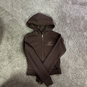 H&M Brown Hooded Crop Top